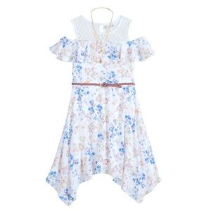 New Floral Printed Cold-Shoulder Size 7 Dress